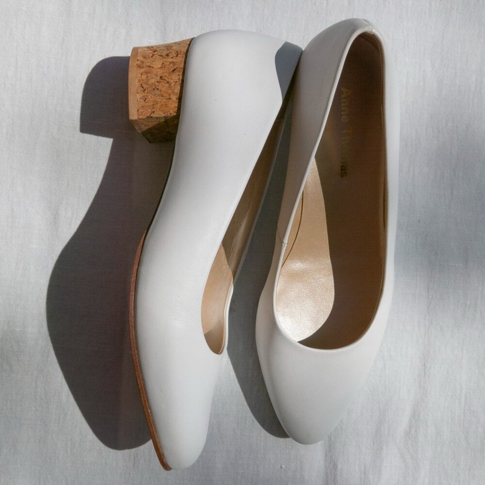 Anne Thomas Cork Heel White